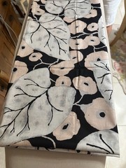 JIM THOMPSON 100% Thai Silk, Floral Light Pink & White on Black 112″ x 43″