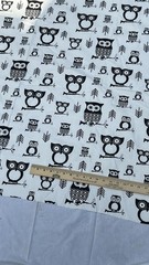 Hooty owl Animal Print Fabric Black White Pattern USA