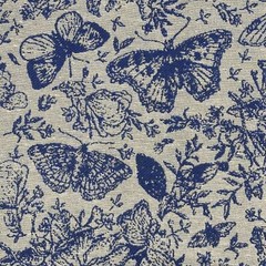 Vintage Blue Butterfly Jacquard Tapestry Fabric Upholstery Decorative Couch BTY