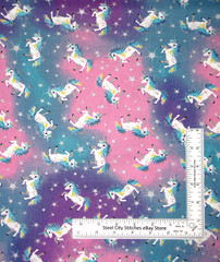Unicorn Fabric Cotton Candy Dream Silver Stars Cotton Fabric By The Yard