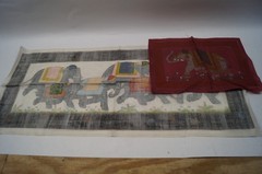 LOT (2) Traditional Indian Painting on Silk 30×14 & 14×10 Mughal Rajasthani C213