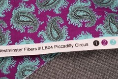 54″L x 44″ W Piccadilly Circus by Rowan Westminster Fabric Teal Paisley Fuschia