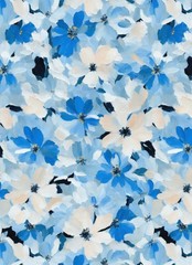 55” Wide By Yard Blue Floral Viscose Fabric Dress Gown Robes Material Rayon