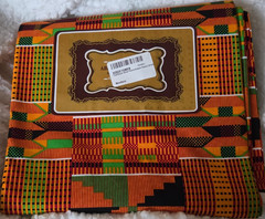 Newliten African Wax Print Fabric Multicolor Orange Green Geometric Pattern