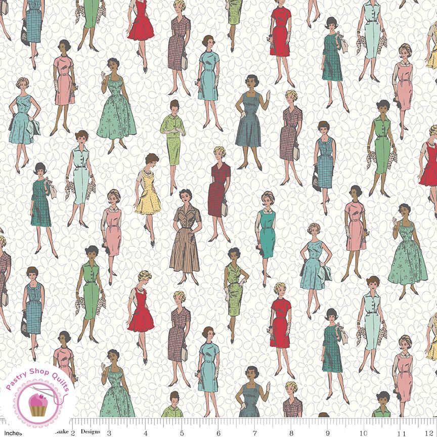 Riley Blake STITCH 10936C Cloud White LADIES Quilt Fabric LORI HOLT 30’s VINTAGE