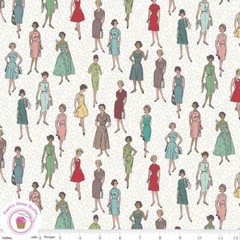 Riley Blake STITCH 10936C Cloud White LADIES Quilt Fabric LORI HOLT 30’s VINTAGE