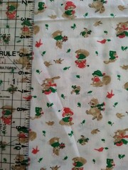 VTG Holiday Current Critters FABRIC Springs Mills BTFQ 18×23″ Cute Bunny Raccoon