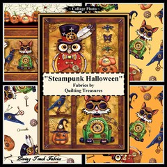 QUILTING TREASURES “STEAMPUNK HALLOWEEN” GORGEOUS WHIMSICAL FABRICS