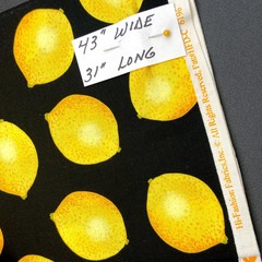 Hi-Fashion Lemon Cotton Fabric Remnant 43 x 31 Black Yellow