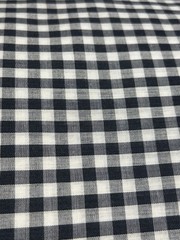 Vintage Black & White Gingham Check Cotton Blend (?) Fabric 1 1/2 yds x 45″