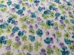 Fabric Blue And Purple Flower Cotton Blend 42” x 36”216