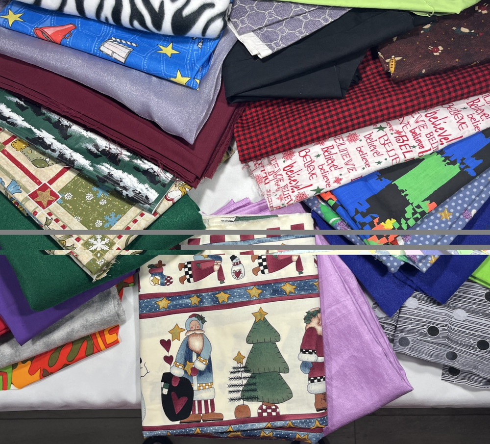 26 Fabric Lot Large Remnant Pieces 13 lbs-Most 1 Yard or More