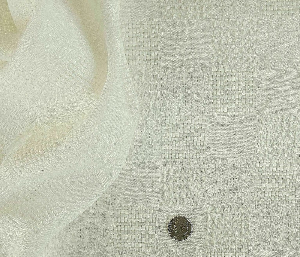 2+ Yards Light Weight Jacquard Textured Weave Ivory Rayon Blend Suiting RS284