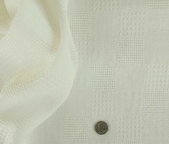 2+ Yards Light Weight Jacquard Textured Weave Ivory Rayon Blend Suiting RS284