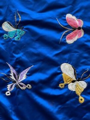 180cm X 150cm Pretty Butterfly embroidered Silk Fabric