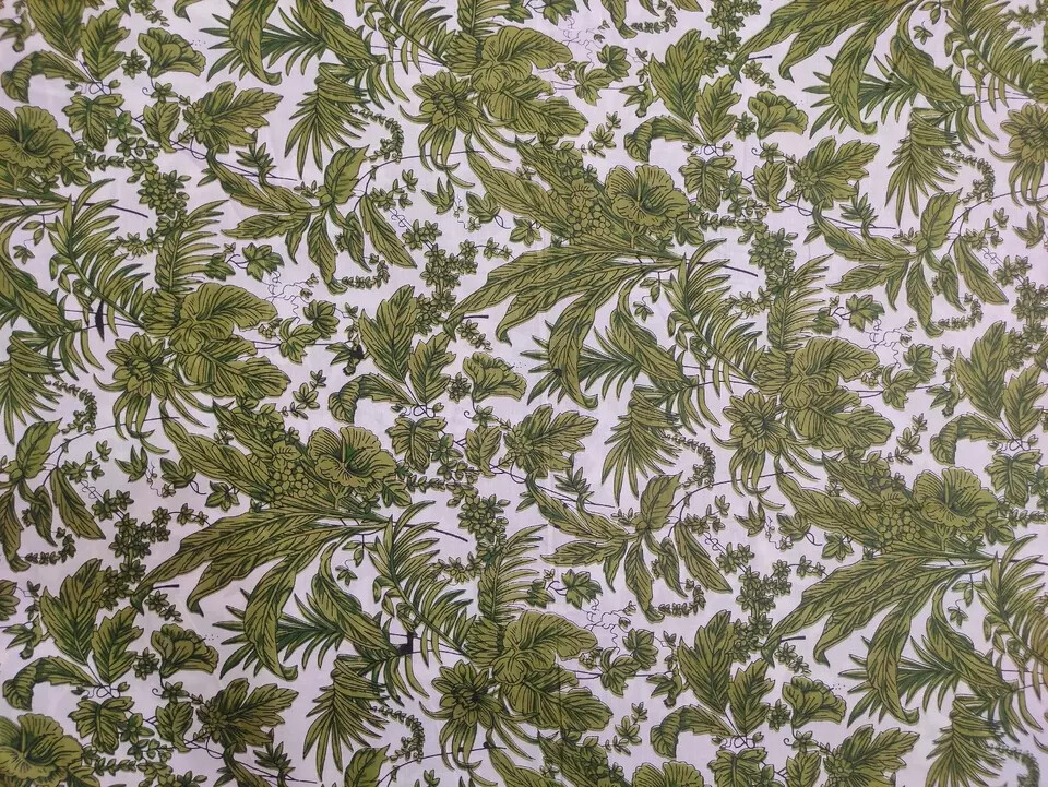 25 Yards Fabric Indian White Floral Hand Printed Cotton Fabric Sewing Fabrics