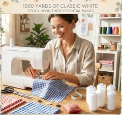ilauke Thread for Sewing 12 Spools 1000 12 spools of 1000 yards each, White