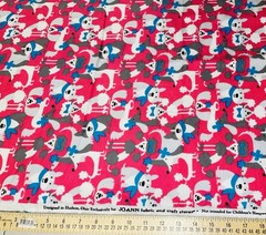 JO ANN PINK DOG FLANNEL FABRIC POODLE CUTE BREEDS SCARF BOW SOFT COTTON 1 Y X 44