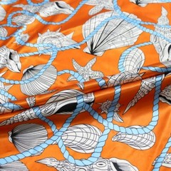 By Yard Conch Pattern Satin Fabric Lining Dolls Diy Handmade Scarf Material