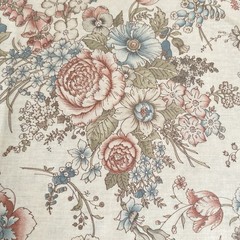 Vintage Joan Kessler Floral Beige Cotton Concord Fabrics 2+ Yards