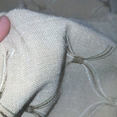 Lot Of 2 Pieces Total Ove 4 Yards Beige Embroidered Linnen Lattice Fabric