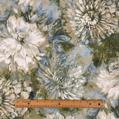 Watercolor Floral LAKESIDE Green Cotton Drapery Curtain Upholstery Fabric BTY