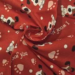 (2) Fat Quarters “I Woof You” Valentines Cotton Fabric (approx 17.5 x 22″)