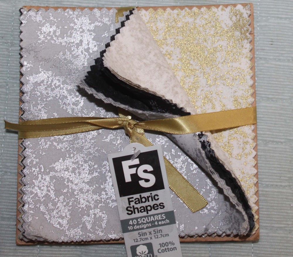 JoAnn Metallic Tonal 5 x 5″ Squares Fabric Shapes Sewing Quilting Fast Shipping