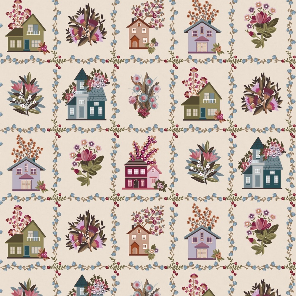 Cream Cottage Lane Cottagecore by Camelot Collection 44″ Wide