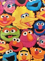 Sesame Street Colorful Cotton Fabric with Characters 1/2 Yard