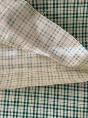 VTG VIP Cranston Green Cream Gingham Buffalo Check Plaid Cotton Fabric 4 Yds LOT