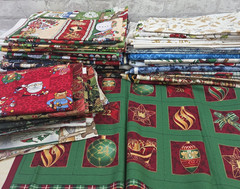 Christmas Quilt Fabric 10+ Lbs LOT Vtg-Modern Yards Remnants Panels Pcs.