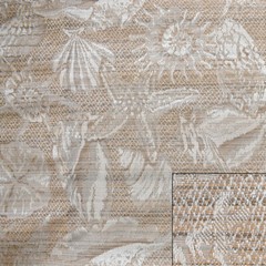 Boat Woven Pattern Fabric | Starfish Shells Beige Silver 57 Inch (YD)