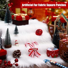 Jetec 4 Pcs White Faux Fur 10 x 20 Inch Christmas Faux Fur Fabric Squares Fl…