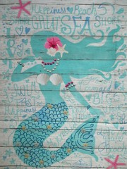 MERMAID SEA MERMAIDS STAR FISH OCTOPUS TEAL GREEN PASTELS COTTON FABRIC FQ