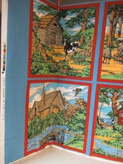 LINCOLN TEX. Country 4 Pillow Quilt Panels ROLLING STORE AIRPLANES RIDES NEW