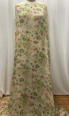 100% Silk Vibrant Multi Color Floral Lurex Chiffon Fabric 2 Yds Long 46 ” Wide