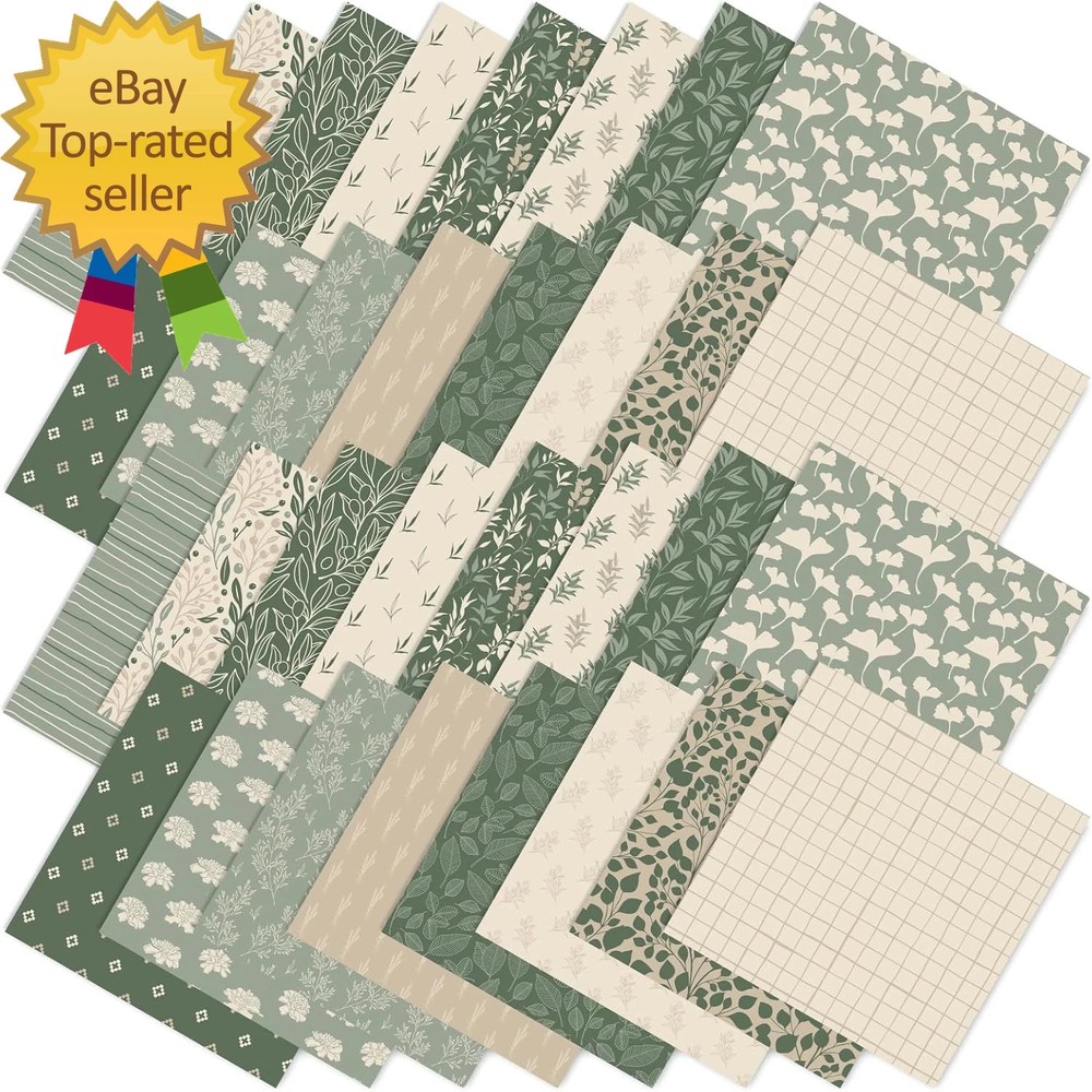 32Pcs Sage Green Floral Cotton Fabric Bundles 10 X 10 Inch Greenery Fabric