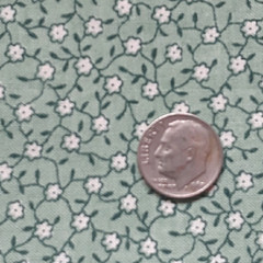 1.5 YD Unbranded Vintage Repro Fabric Tiny White Floral Green