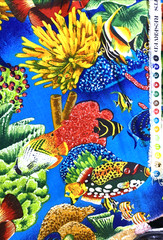 Tropical Fish Nautical Sea Coral Cotton Fabric Fit To Print 1.8yards x 45″