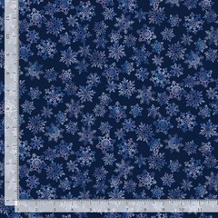 Cotton Snowflakes Northern Lights Winter Midnight Fabric Print by Yard D403.47