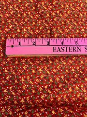 VTG Ditzy CALICO RED w/ Yellow Green Blue White Florals Cottagecore BTFQ