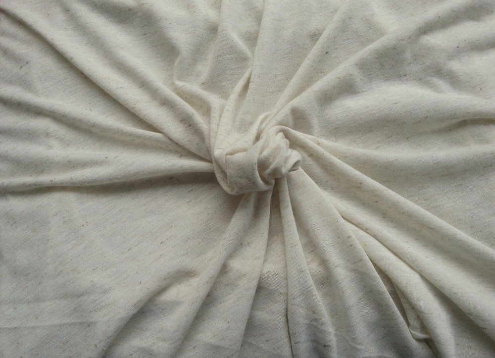 Linen Blend JERSEY Knit Fabric By the Yard Bleach Ivory [Underwear, Shirt] 6/15