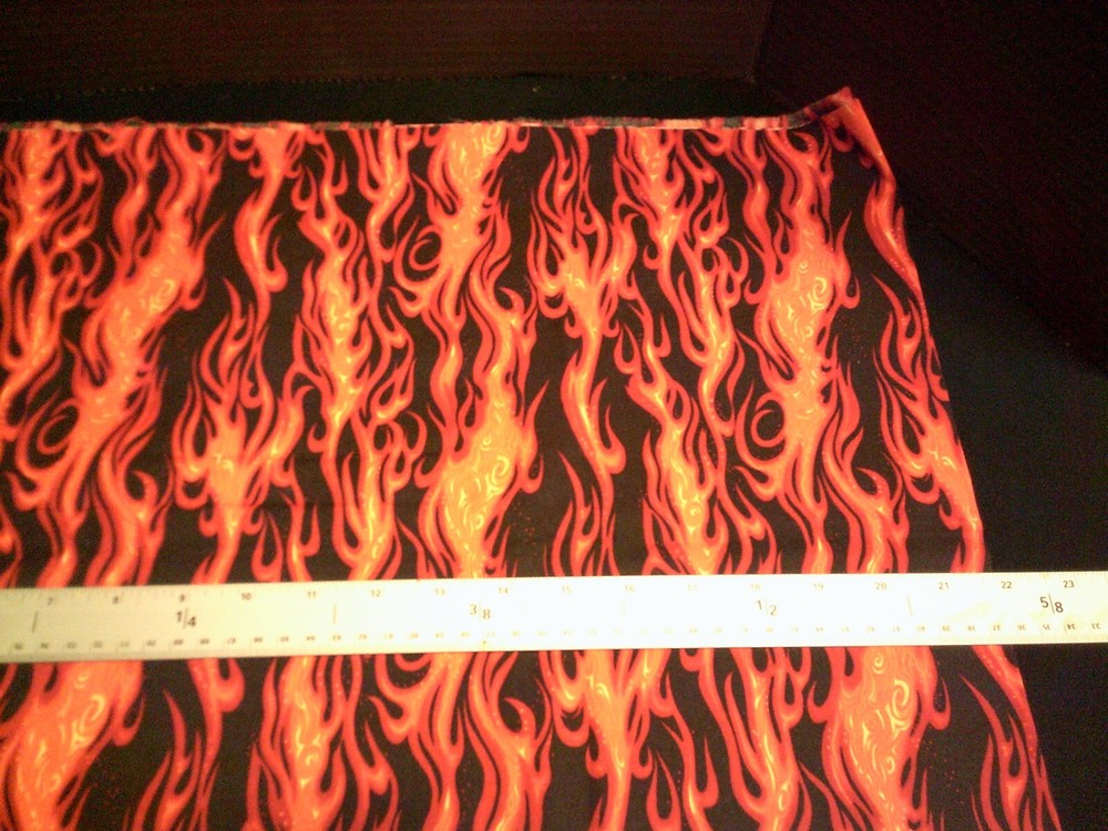 WASHED & IRONED Flames, black background Fat Quarter 18″X21 1/2 ” Cotton Fabric
