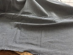 Woven navy & white check plaid fabric, 5.5 yard length, 59″ wide. For aprons +