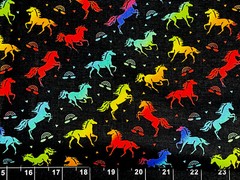 Tina Scrap 9″x21″ Unicorn Rainbow Black Pony Butterflies Horse Cotton Fabric