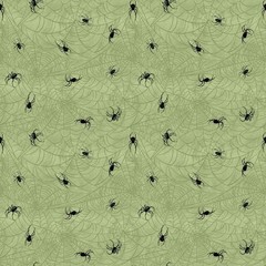 Lumin/White Owl – Dark Academia – Spiders – Sage, Fabric BTY