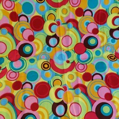 2010 Fabric Material Circles In Circles Hippie Mod 39 x 43 “