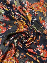 Italian designer Chiffon Velvet Burnout Blue Base coral pink Green mustard