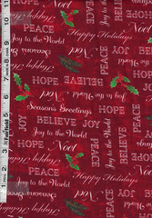 Red Berry Glad Tidings Christmas Words Holiday Splendor by Windham Fabrics bty